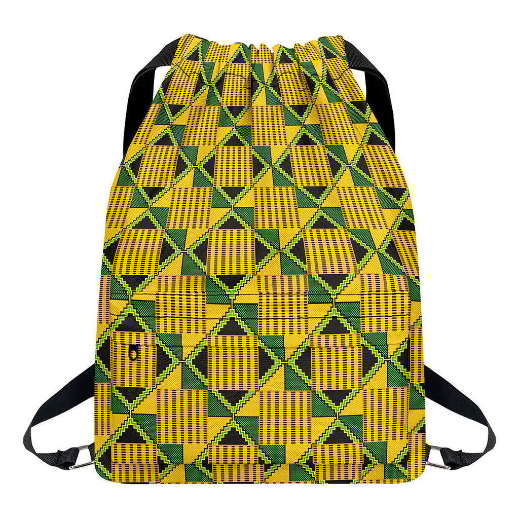 Kente Ethnic Pattern Print Drawstring Backpack