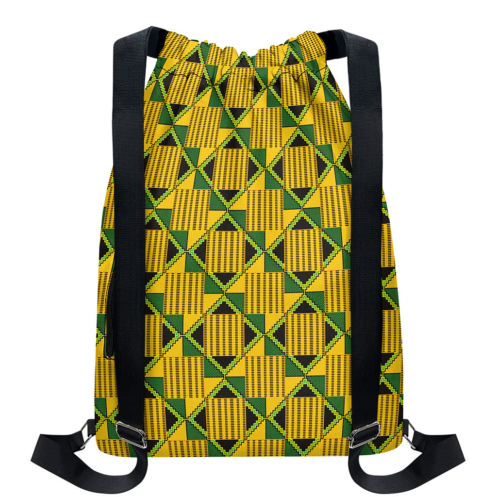 Kente Ethnic Pattern Print Drawstring Backpack