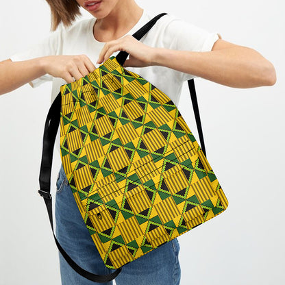 Kente Ethnic Pattern Print Drawstring Backpack