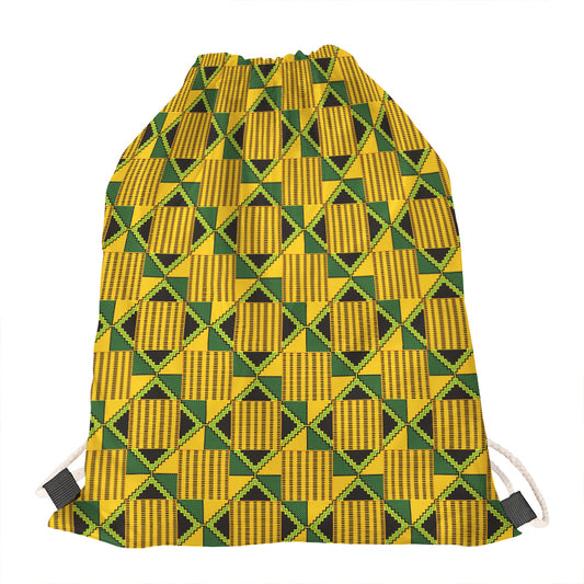 Kente Ethnic Pattern Print Drawstring Bag