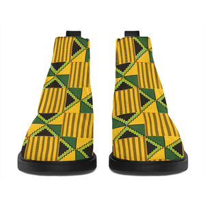 Kente Ethnic Pattern Print Flat Ankle Boots