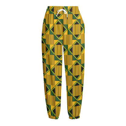 Kente Ethnic Pattern Print Fleece Lined Knit Pants