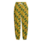 Kente Ethnic Pattern Print Fleece Lined Knit Pants