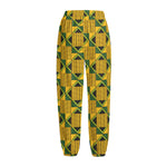 Kente Ethnic Pattern Print Fleece Lined Knit Pants