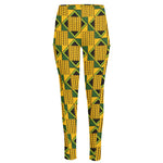 Kente Ethnic Pattern Print High-Waisted Pocket Leggings