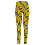 Kente Ethnic Pattern Print High-Waisted Pocket Leggings