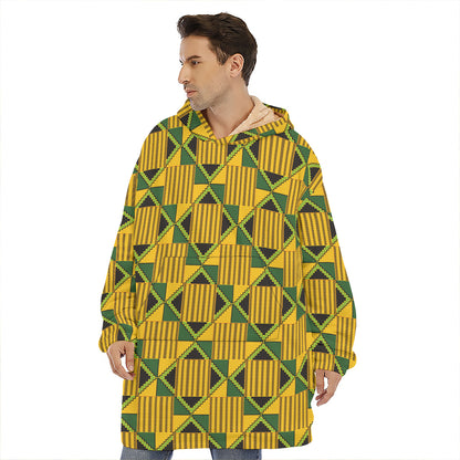Kente Ethnic Pattern Print Hoodie Blanket