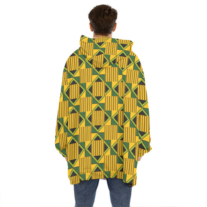 Kente Ethnic Pattern Print Hoodie Blanket