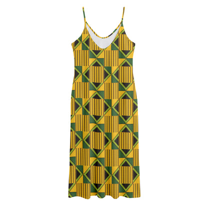 Kente Ethnic Pattern Print Jersey Midi Cami Dress