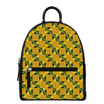 Kente Ethnic Pattern Print Leather Backpack