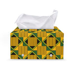 Kente Ethnic Pattern Print Leather Tissue Box Cover