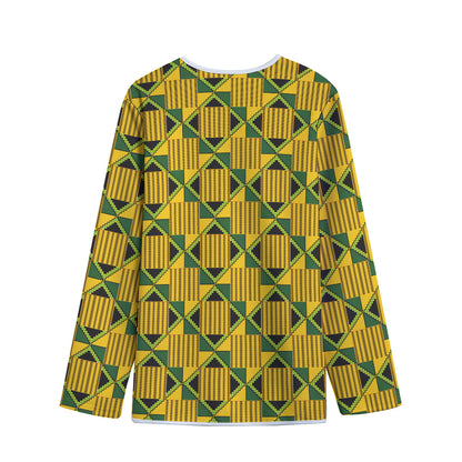 Kente Ethnic Pattern Print Long Sleeve Short Coat
