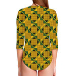 Kente Ethnic Pattern Print Long Sleeve Swimsuit