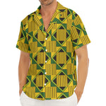 Kente Ethnic Pattern Print Men's Deep V-Neck Shirt
