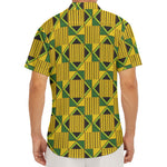 Kente Ethnic Pattern Print Men's Deep V-Neck Shirt