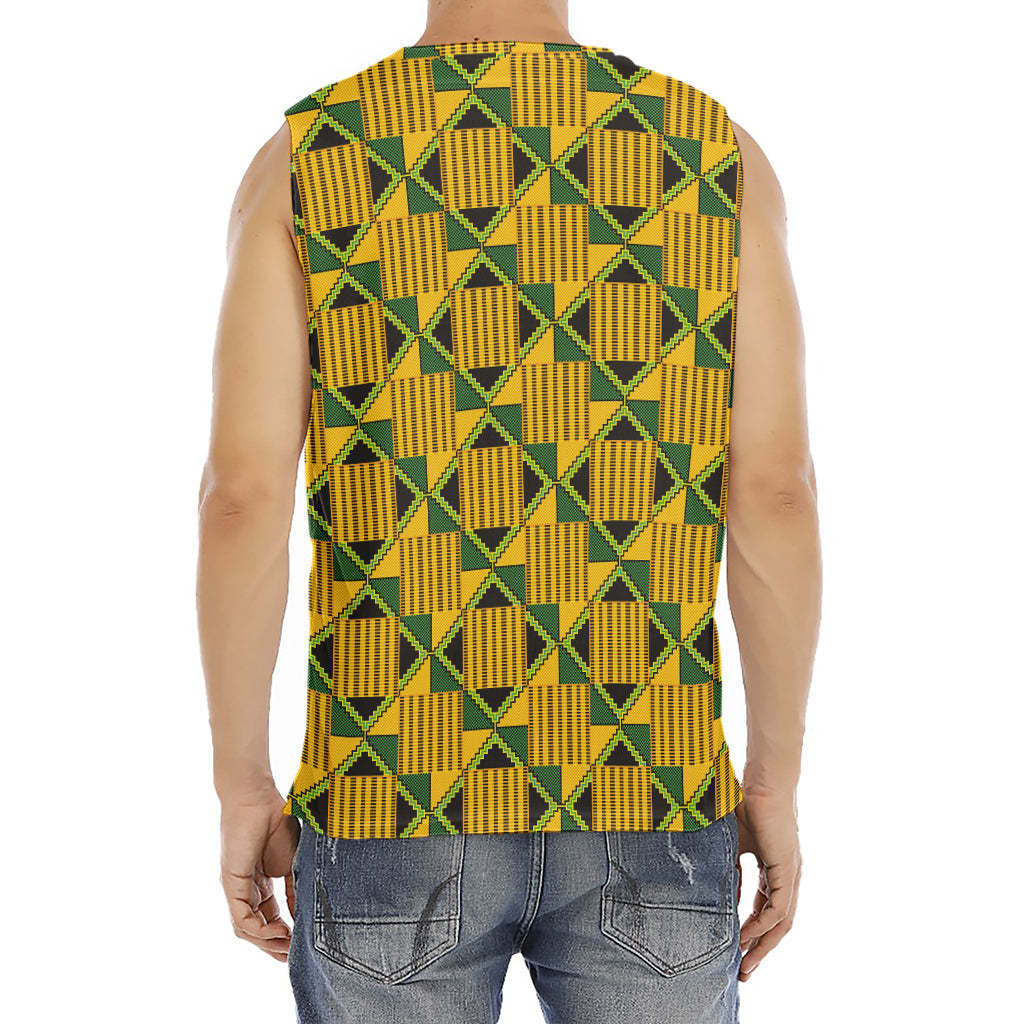 Kente Ethnic Pattern Print Men's Fitness Tank Top