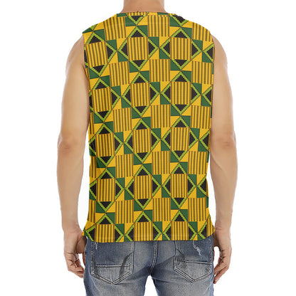 Kente Ethnic Pattern Print Men's Fitness Tank Top