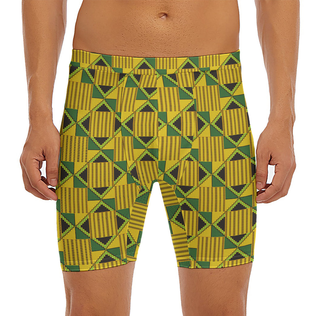 Kente Ethnic Pattern Print Men's Long Boxer Briefs