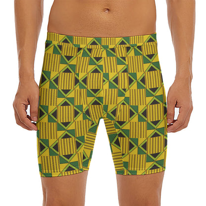 Kente Ethnic Pattern Print Men's Long Boxer Briefs