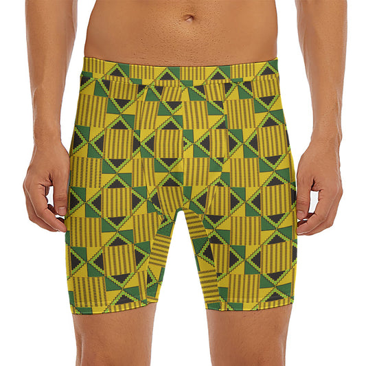 Kente Ethnic Pattern Print Men's Long Boxer Briefs