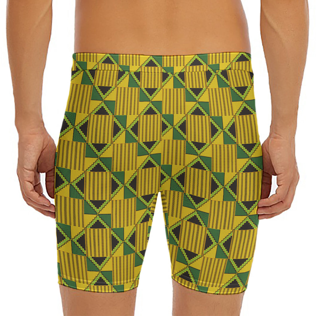 Kente Ethnic Pattern Print Men's Long Boxer Briefs