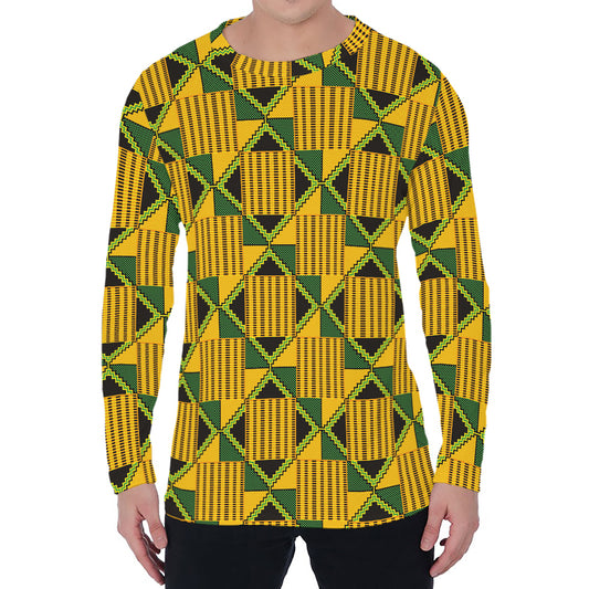 Kente Ethnic Pattern Print Men's Long Sleeve T-Shirt