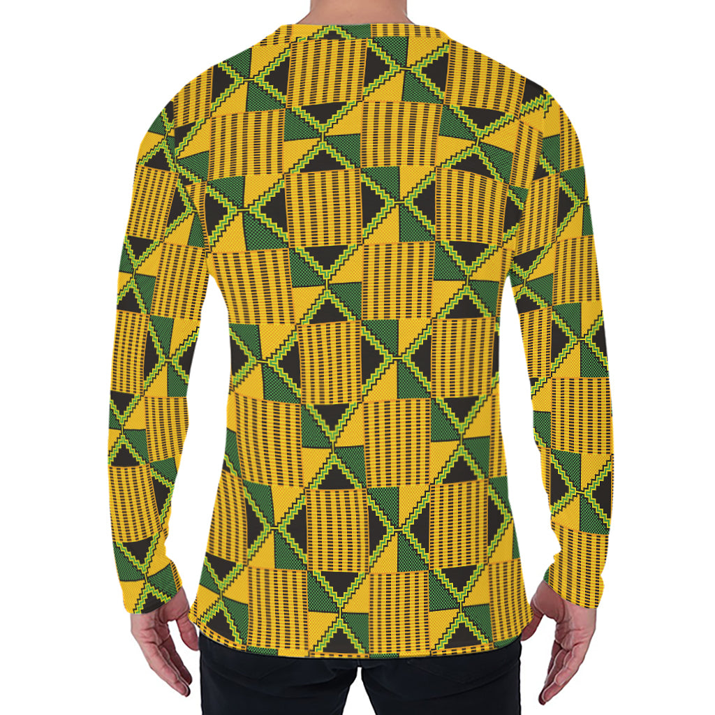 Kente Ethnic Pattern Print Men's Long Sleeve T-Shirt