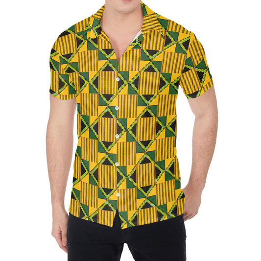 Kente Ethnic Pattern Print Men's Shirt