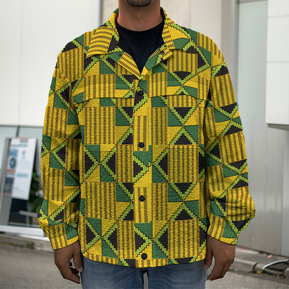 Kente Ethnic Pattern Print Men's Shirt Jacket