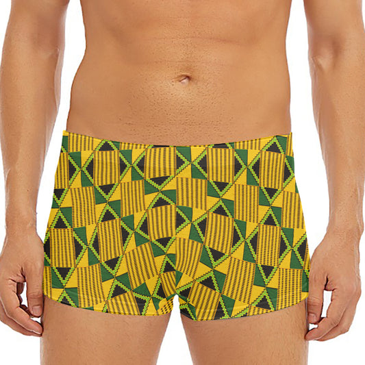 Kente Ethnic Pattern Print Men's Short Boxer Briefs