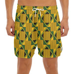 Kente Ethnic Pattern Print Men's Split Running Shorts