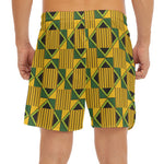Kente Ethnic Pattern Print Men's Split Running Shorts