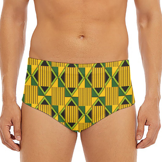 Kente Ethnic Pattern Print Men's Triangle Swim Briefs
