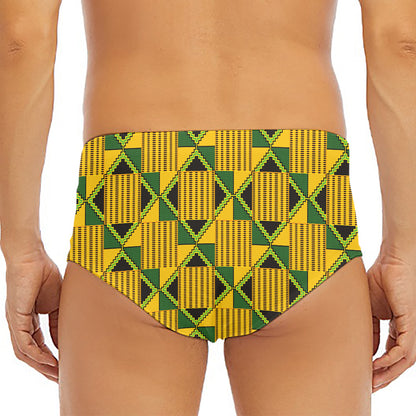 Kente Ethnic Pattern Print Men's Triangle Swim Briefs