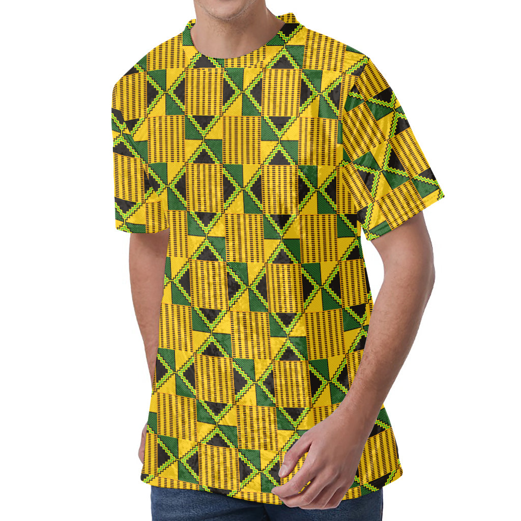 Kente Ethnic Pattern Print Men's Velvet T-Shirt