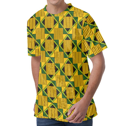 Kente Ethnic Pattern Print Men's Velvet T-Shirt