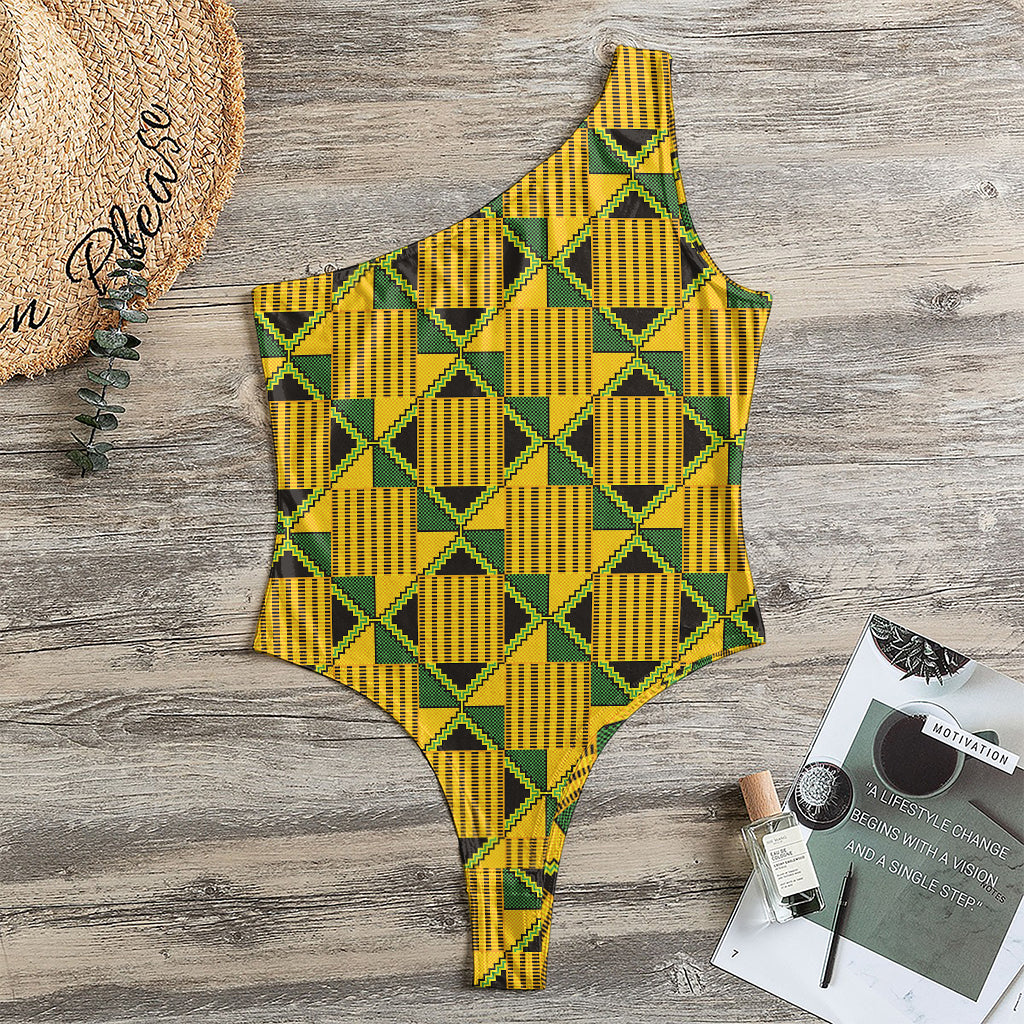 Kente Ethnic Pattern Print One Shoulder Bodysuit