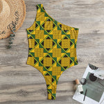 Kente Ethnic Pattern Print One Shoulder Bodysuit