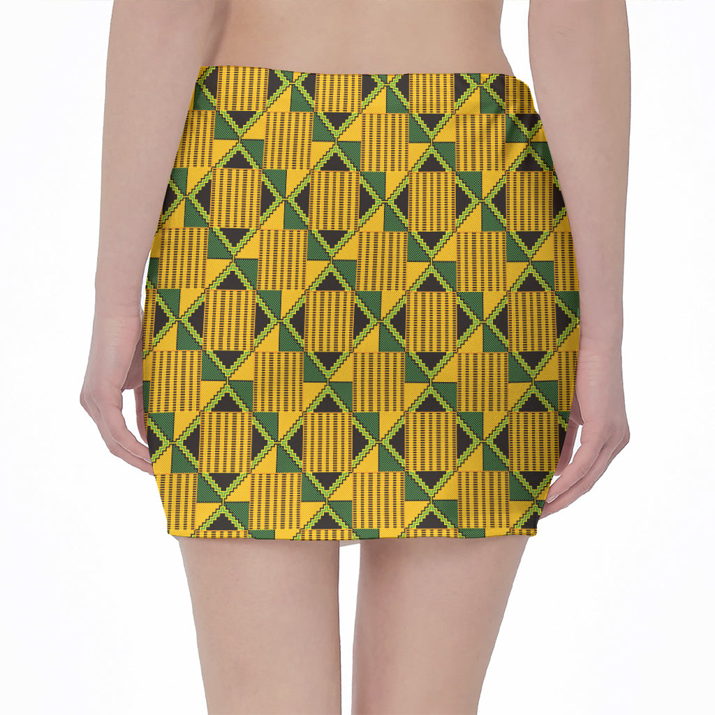 Kente Ethnic Pattern Print Pencil Mini Skirt