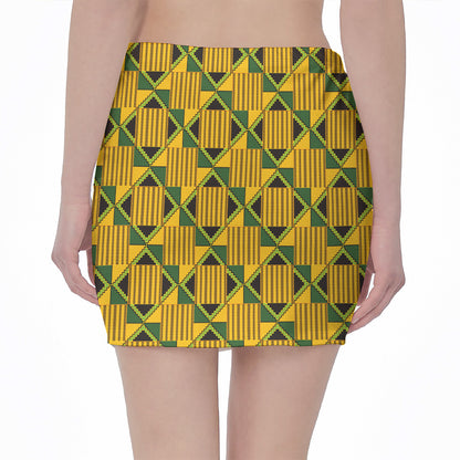 Kente Ethnic Pattern Print Pencil Mini Skirt