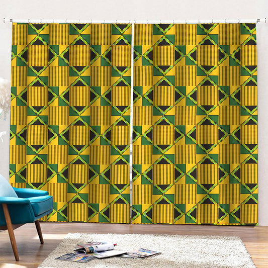 Kente Ethnic Pattern Print Pencil Pleat Curtains