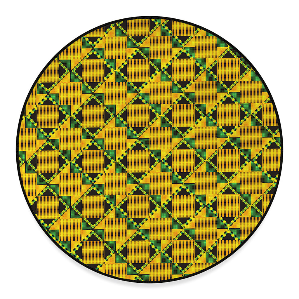 Kente Ethnic Pattern Print Round Floor Mat