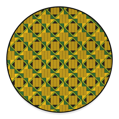 Kente Ethnic Pattern Print Round Floor Mat