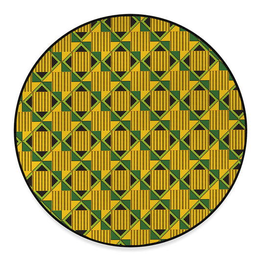 Kente Ethnic Pattern Print Round Floor Mat
