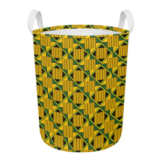 Kente Ethnic Pattern Print Round Laundry Basket