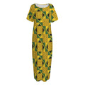 Kente Ethnic Pattern Print Short Sleeve Long Nightdress