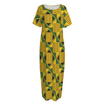 Kente Ethnic Pattern Print Short Sleeve Long Nightdress