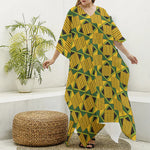 Kente Ethnic Pattern Print Silk V-Neck Kaftan Dress