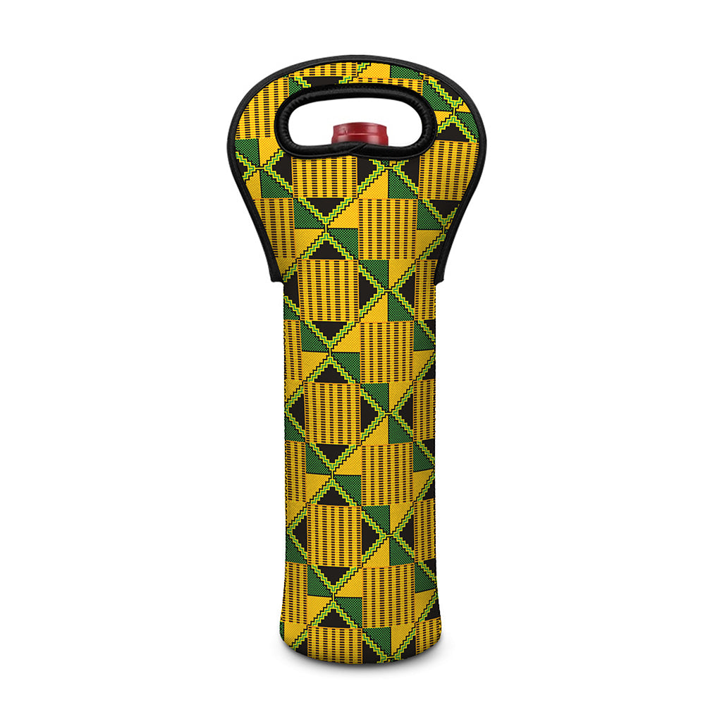Kente Ethnic Pattern Print Single Neoprene Wine Tote