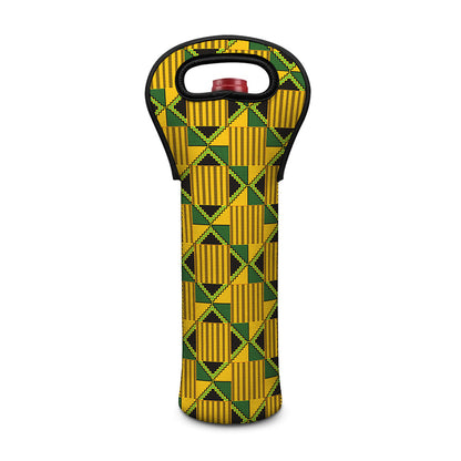 Kente Ethnic Pattern Print Single Neoprene Wine Tote